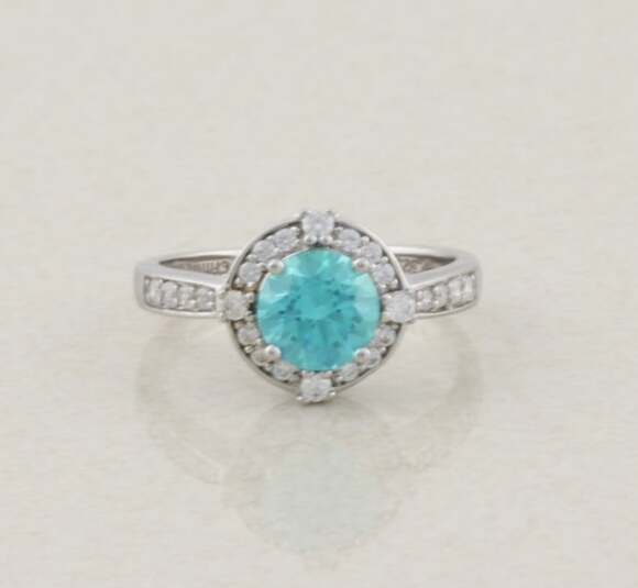 Unbranded Jewelry - Sterling Silver Sparkly Blue & White Cubic Zirconia CZ Ring Size 10 1/4